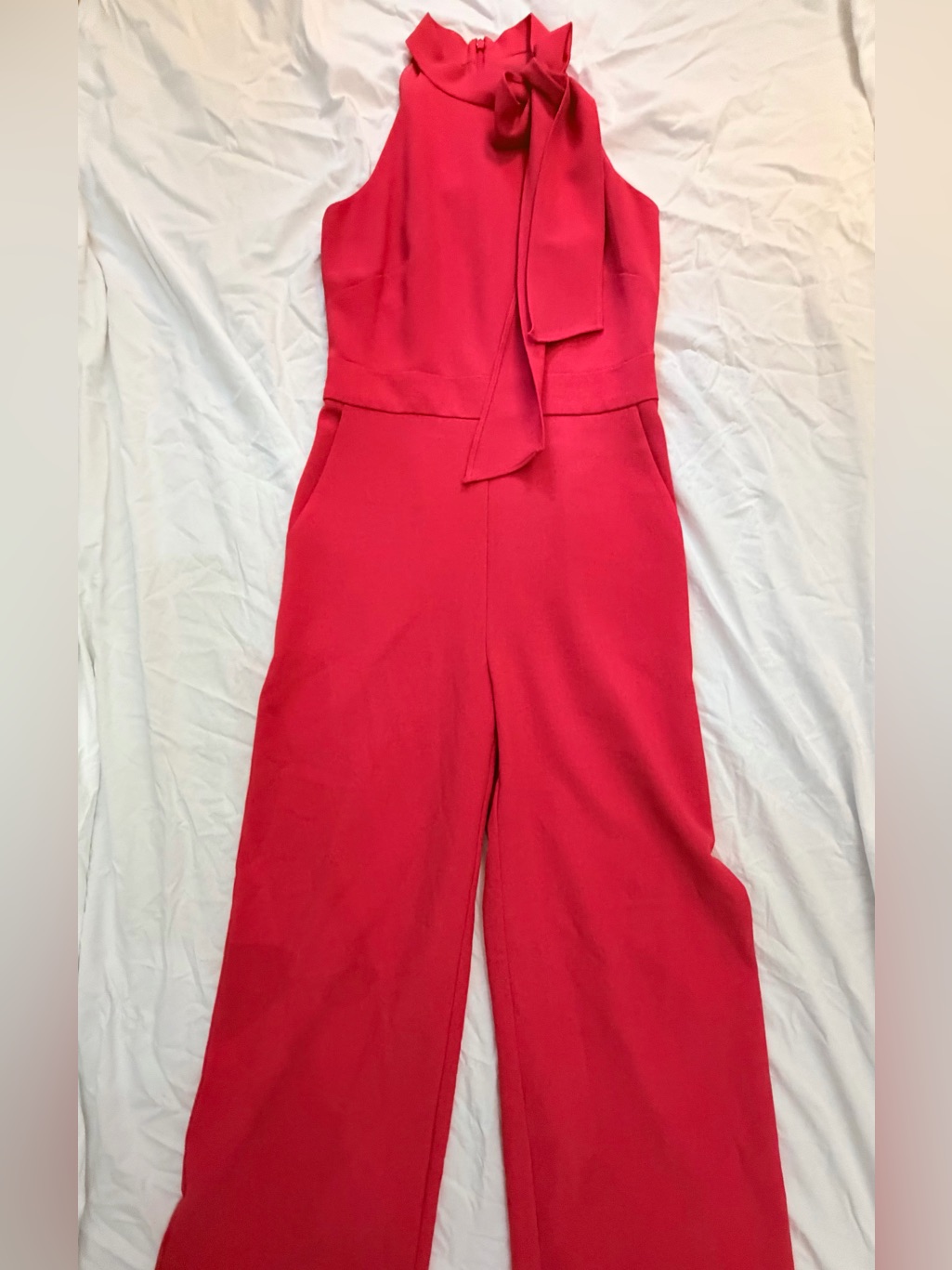 Vince Camuto Sleeveless Bow Tie Mock Neck Jumpsuit